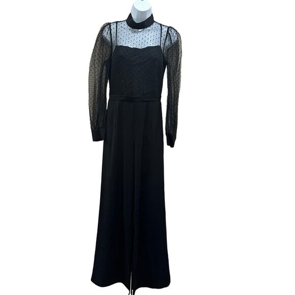 Black Halo Cocktail Jumpsuit SIZE 6 Organza Wide Leg Split Hem Party USA $485 - Picture 10 of 13